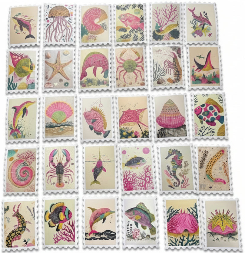 Radioactive Reef - 30 off the scale sea creature stickers