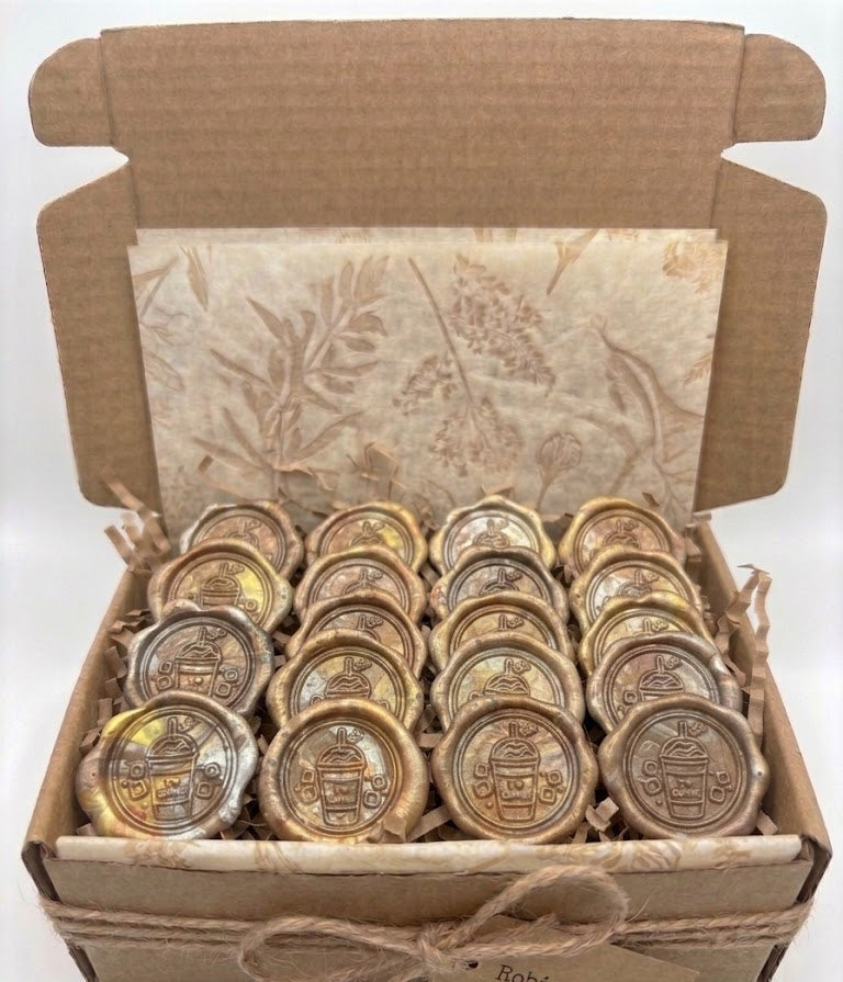 Café Oh Late - 21 pre-made wax seals in Caramel
