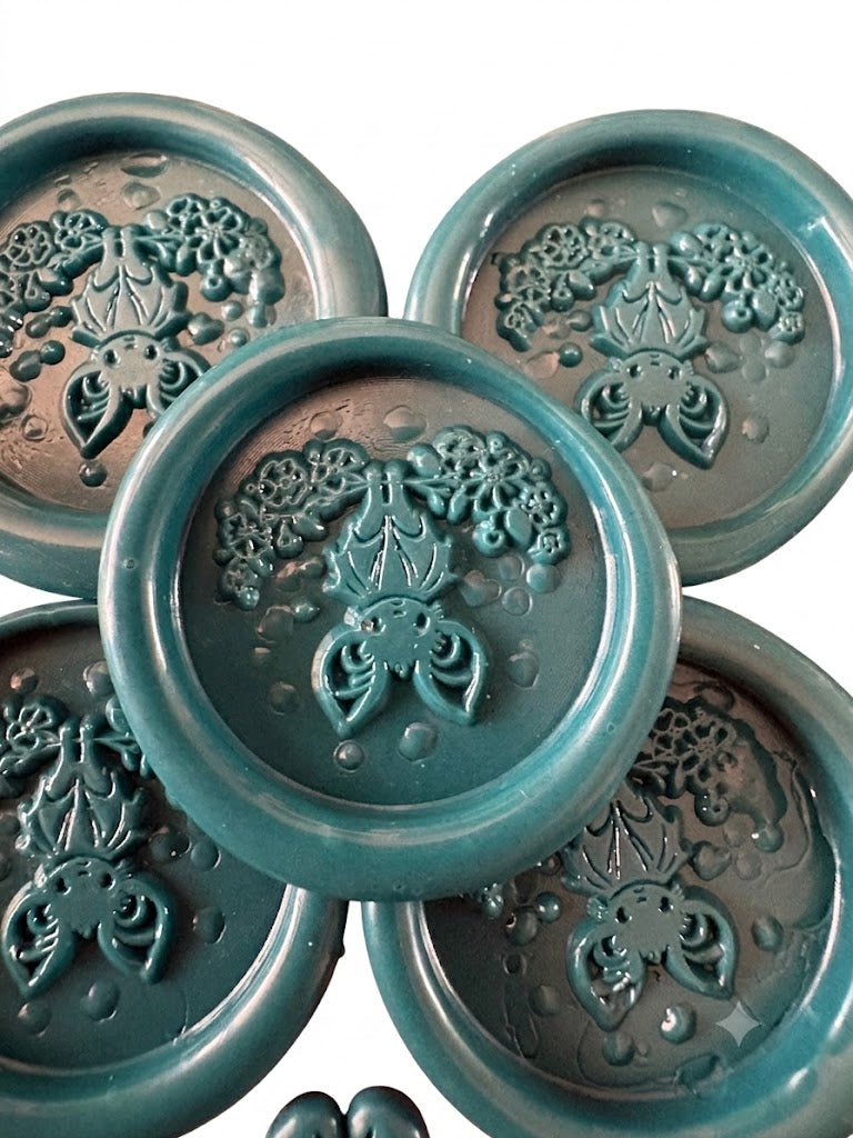 Handmade Stuff - 21 pre-made wax seals in Batshit Green