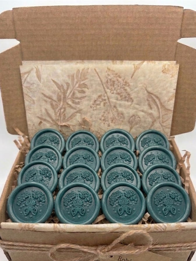 Handmade Stuff - 21 pre-made wax seals in Batshit Green