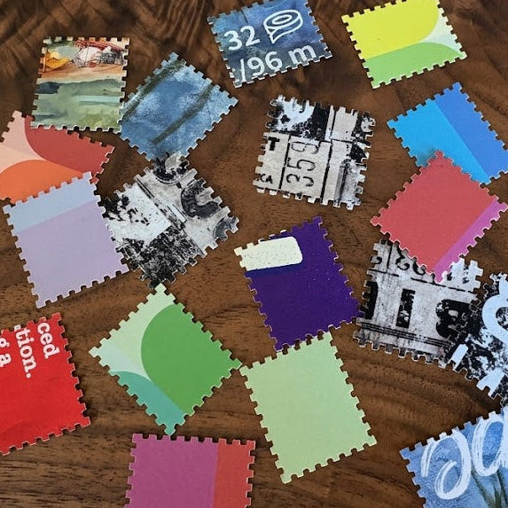 Flatmates - Card and paper stamp scraps