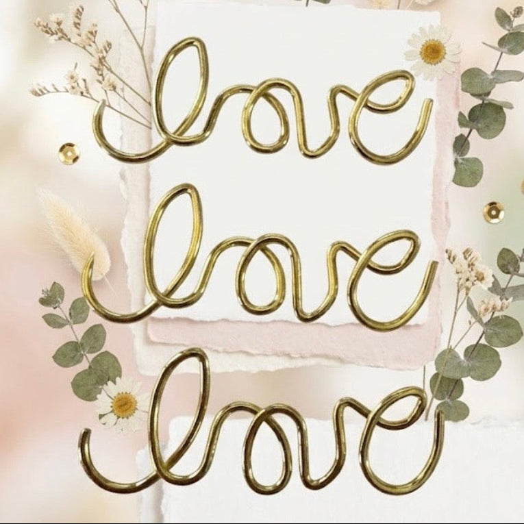 Clip Tease - 12 'love' paperclips in gold