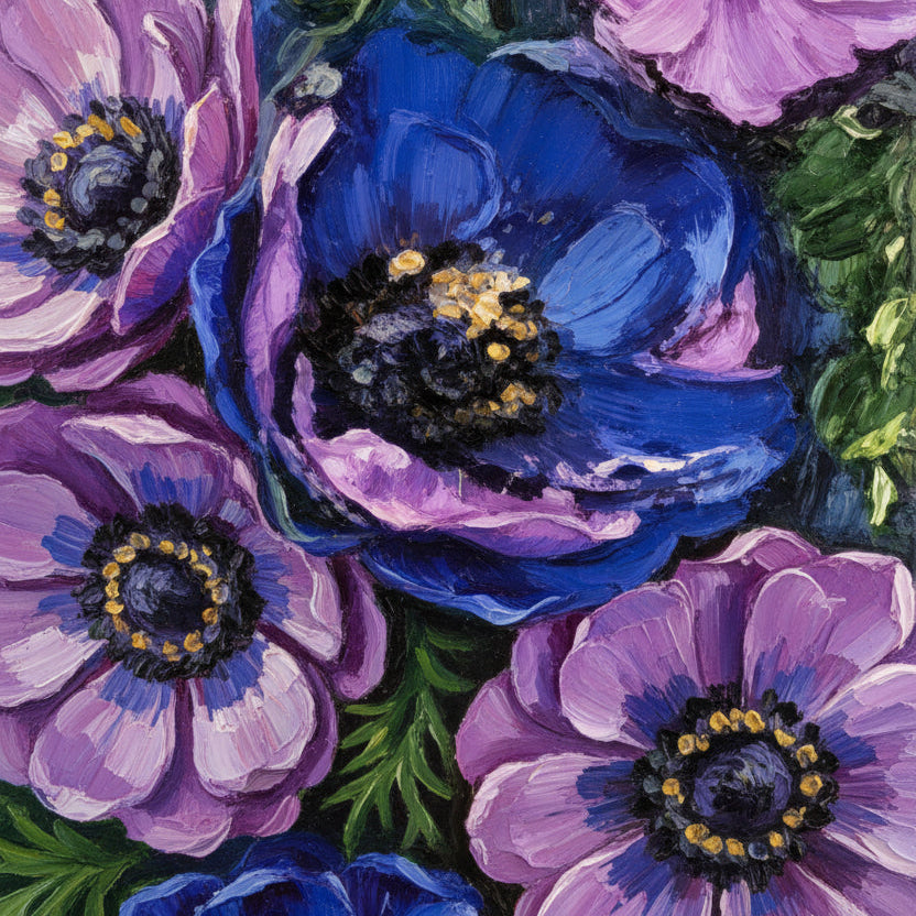 Crazy Art Teacher - 30 Impasto-style floral stickers