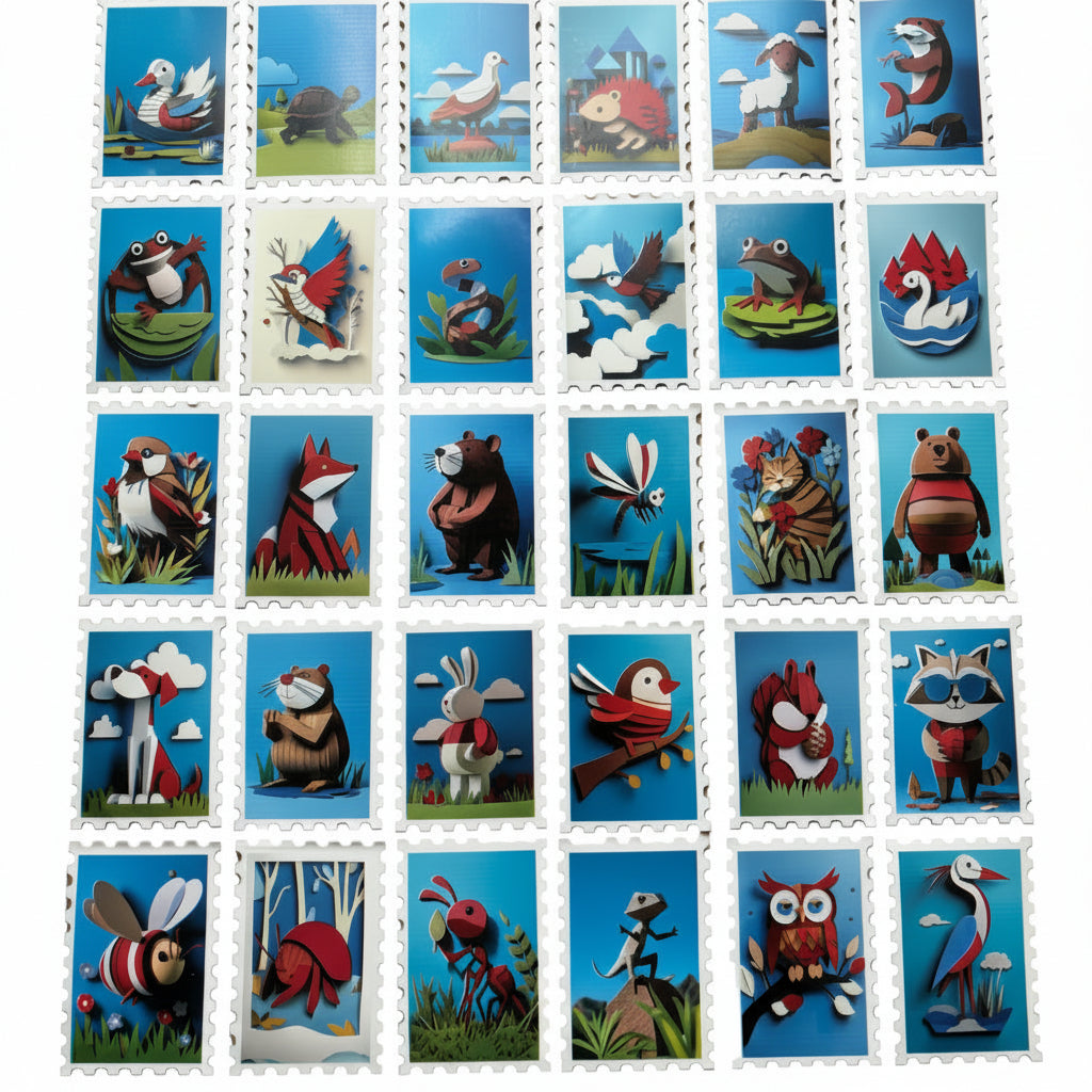 Folded Friends - 30 animal stickers