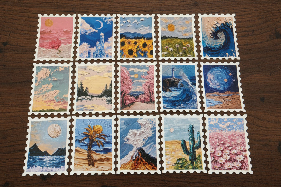 The Thickening - 30 Impasto-style landscape stickers