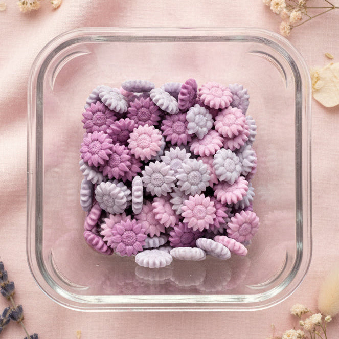 The Icarus Incident - 100 sunflower-shaped wax seal beads in Mauve Over