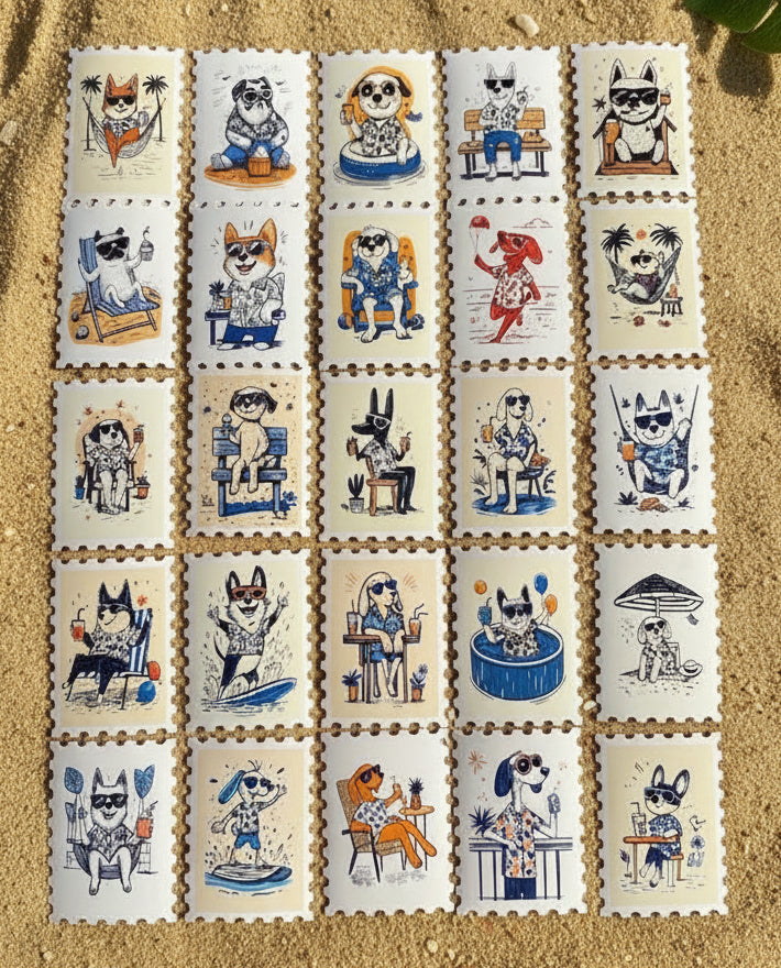 Pup Tropicana - 30 dog stickers with ice and a slice